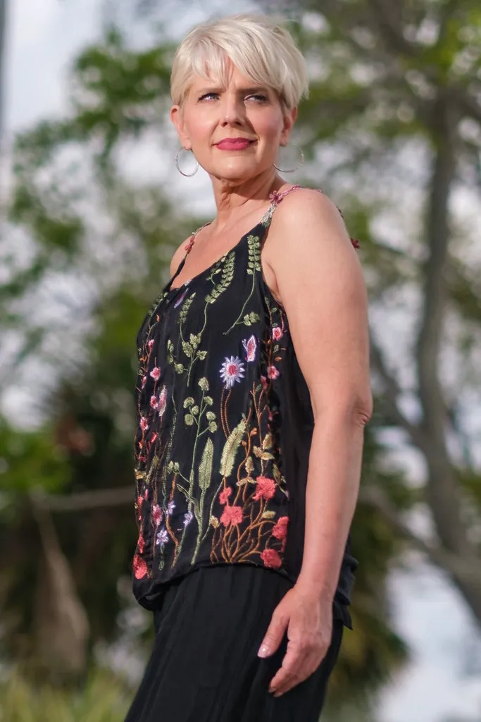 Maria Silk Embroidered Garden Cami (BT202)