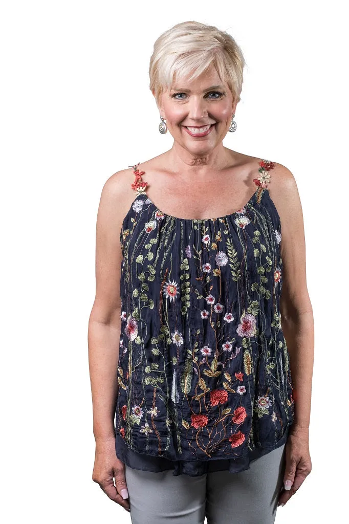 Maria Silk Embroidered Garden Cami (BT202)