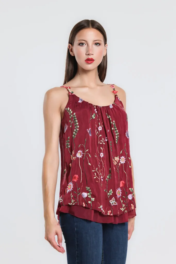 Maria Silk Embroidered Garden Cami (BT202)