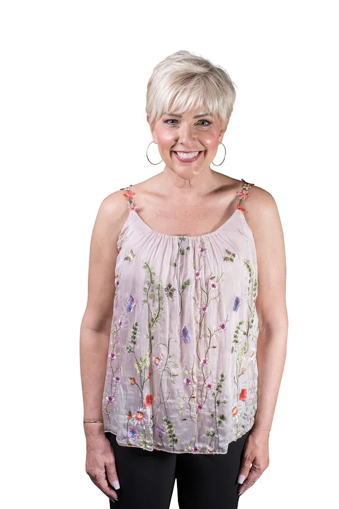 Maria Silk Embroidered Garden Cami (BT202)