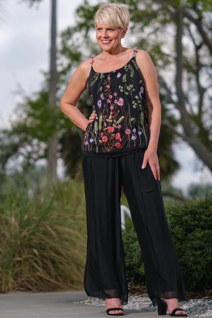 Maria Silk Embroidered Garden Cami (BT202)