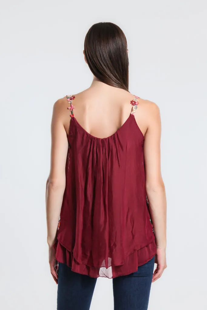 Maria Silk Embroidered Garden Cami (BT202)