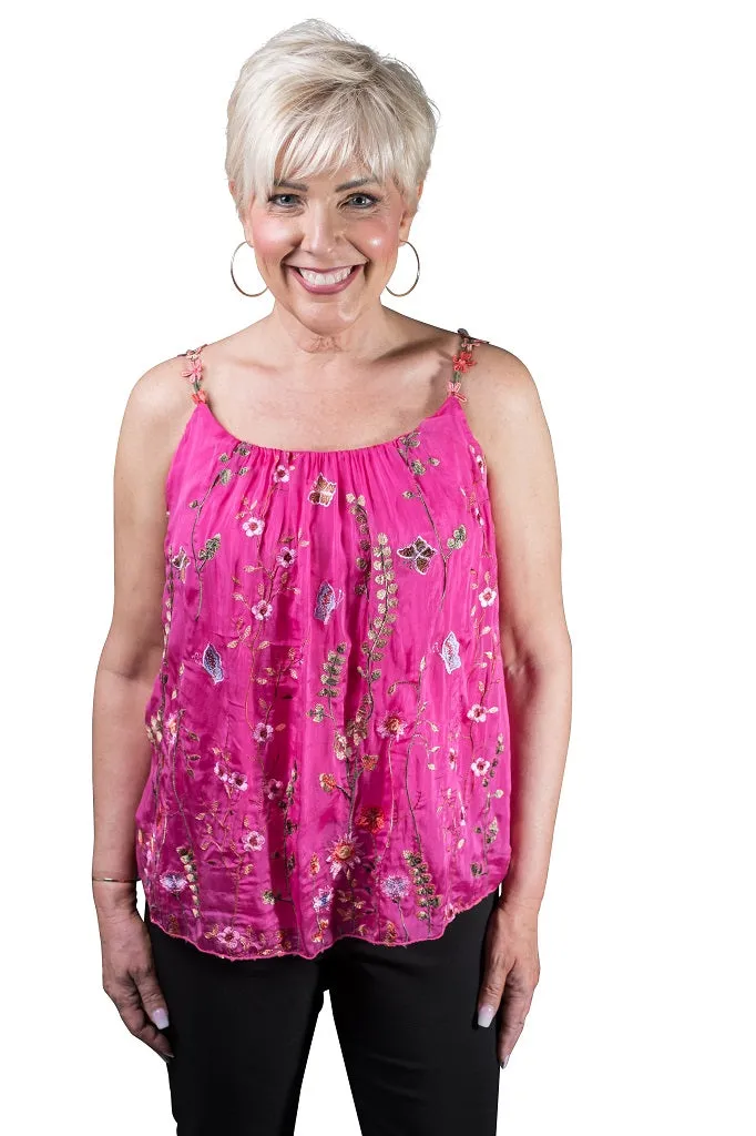 Maria Silk Embroidered Garden Cami (BT202)