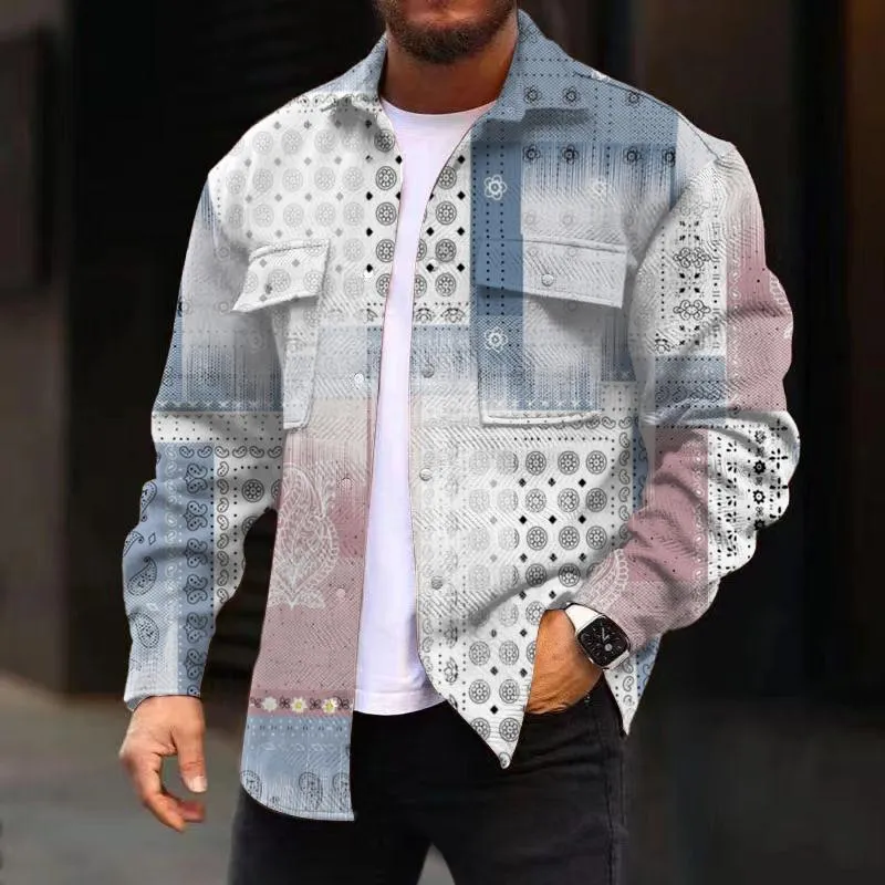 Men's Corduroy Print Long Sleeve Jacket 87953524L