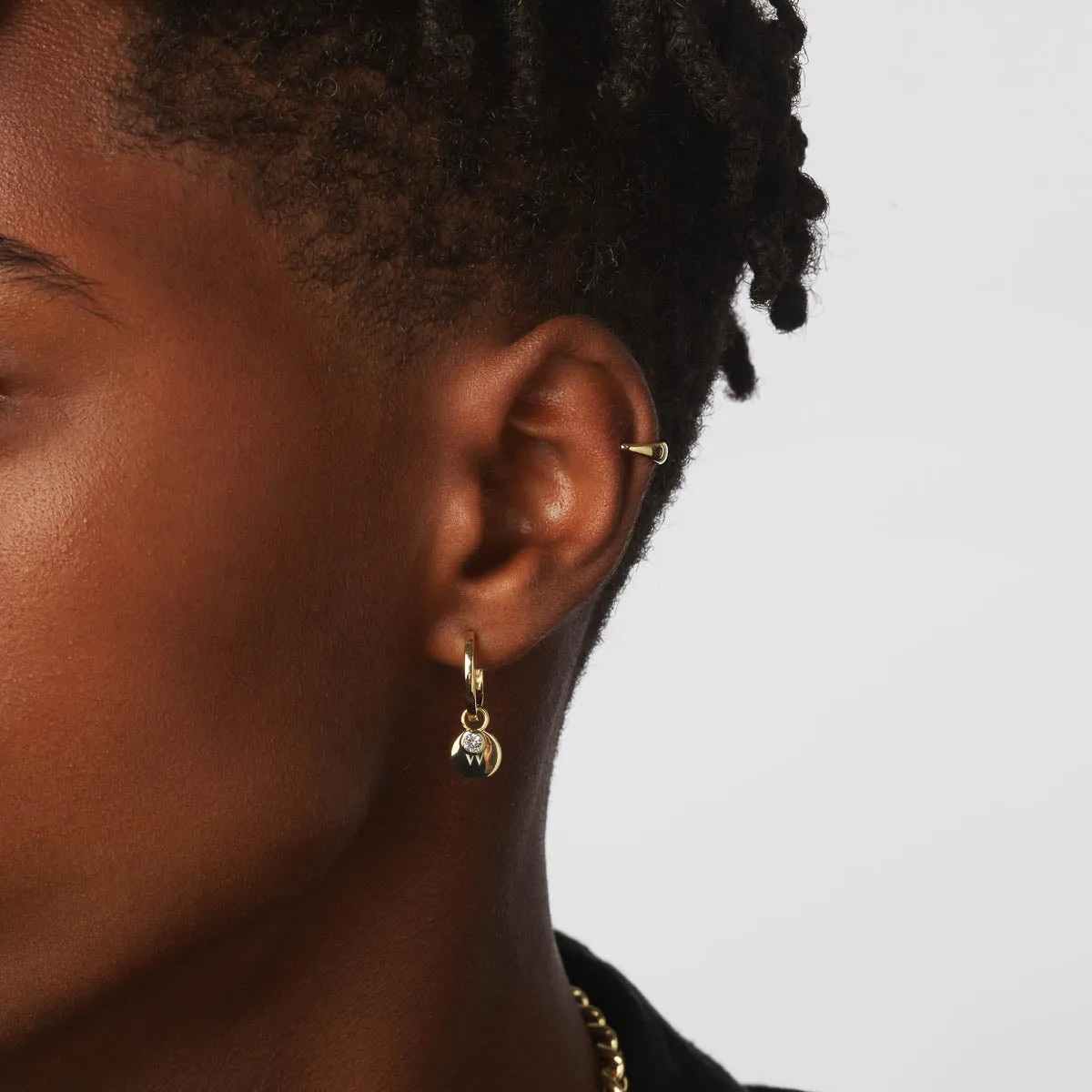 Midi Charm Huggie Earrings in 10k Gold