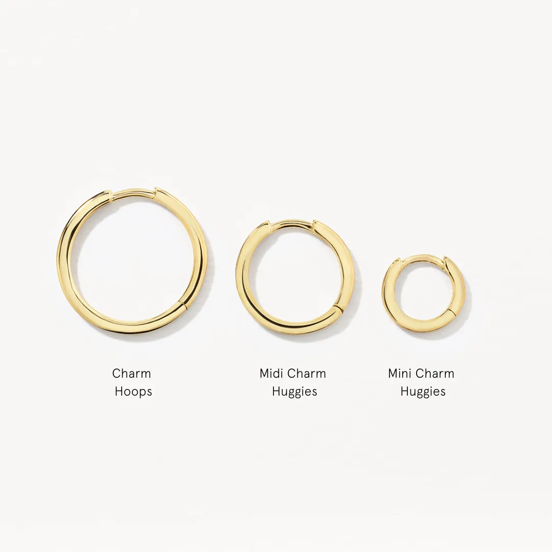 Midi Charm Huggie Earrings in 10k Gold