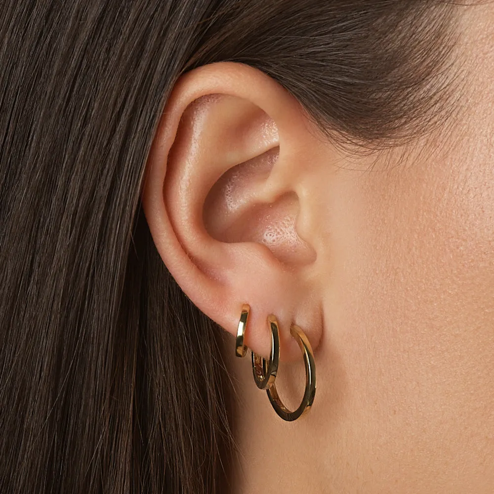 Midi Charm Huggie Earrings in 10k Gold