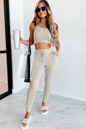 Movie Marathon Brushed Knit Joggers (Two-Tone Mocha)