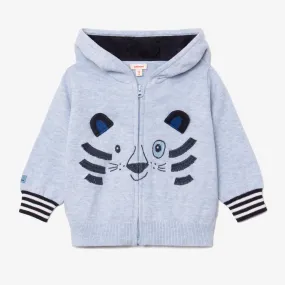 Newborn boy tiger zipped hooded cardigan
