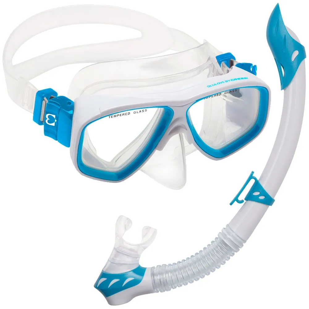 Open Box Cressi Junior Rocks Mask Fin Snorkel SET-White / Blue-SMMD