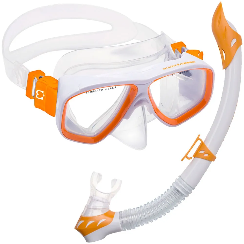 Open Box Cressi Junior Rocks Mask Fin Snorkel SET-White / Orange-SMMD
