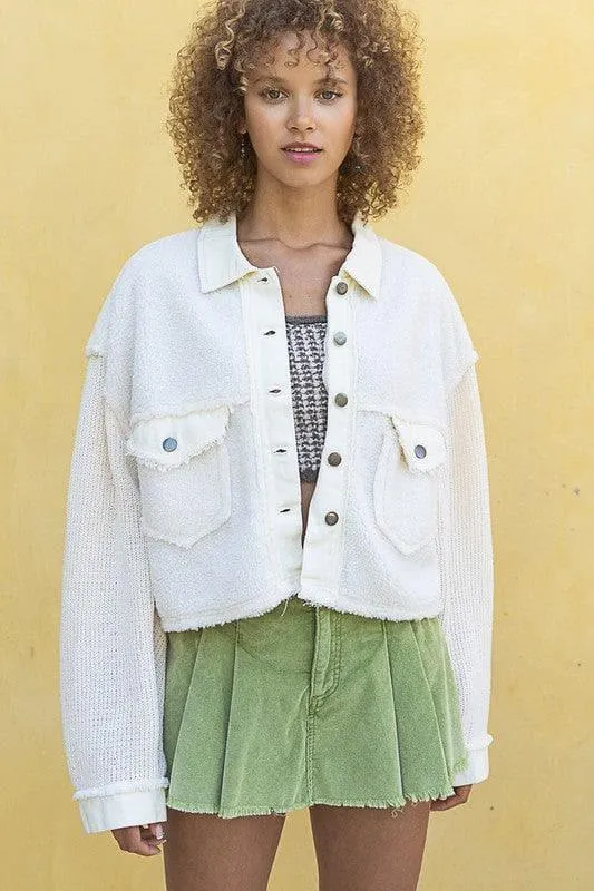POL Sherpa Contrast Knit Oversized Jacket, Multiple Colors