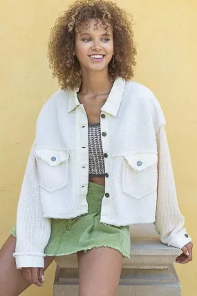 POL Sherpa Contrast Knit Oversized Jacket, Multiple Colors