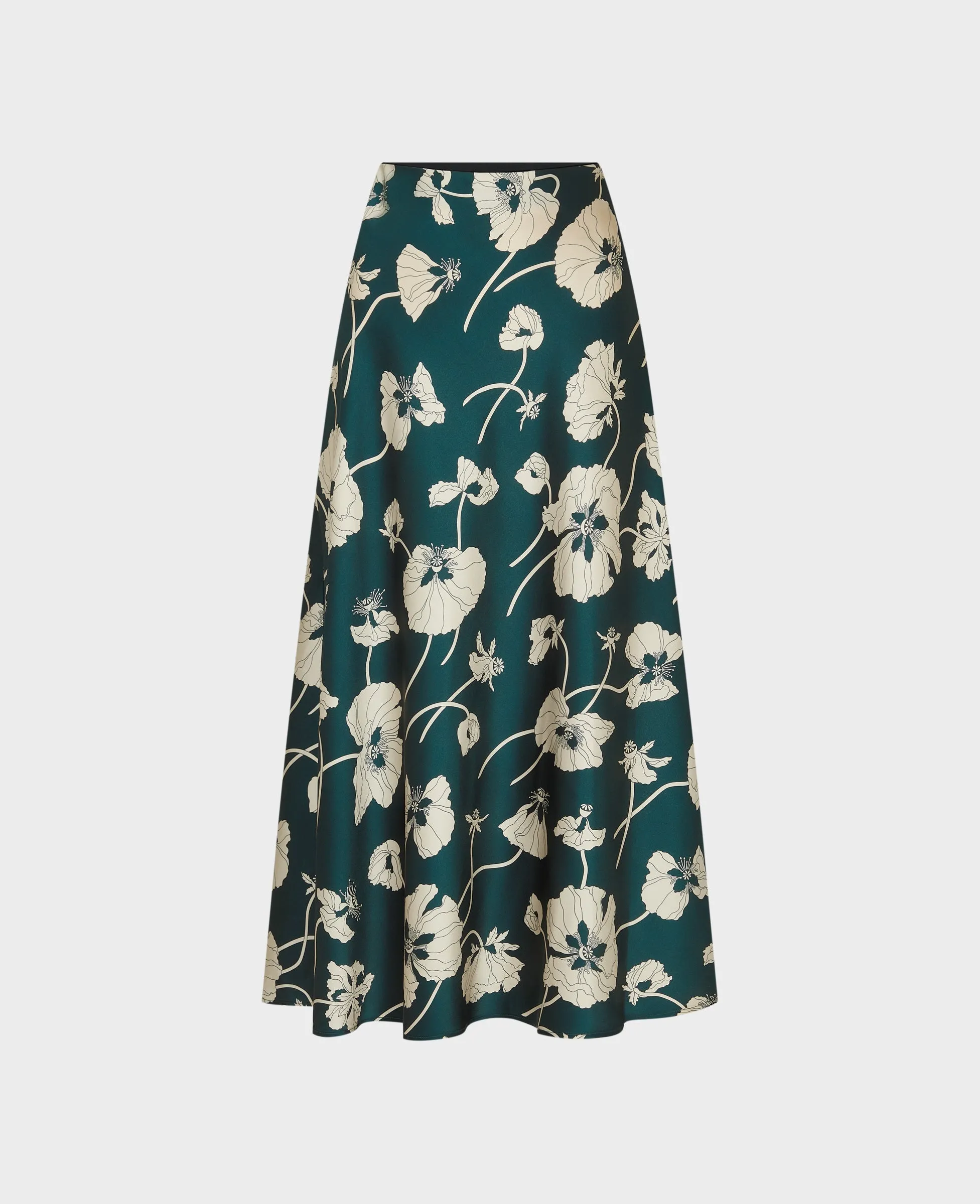 Poppy Liberty Print Silk Satin Midi Skirt