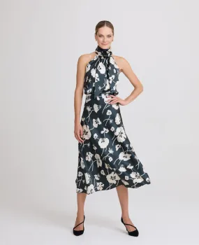 Poppy Liberty Print Silk Satin Midi Skirt