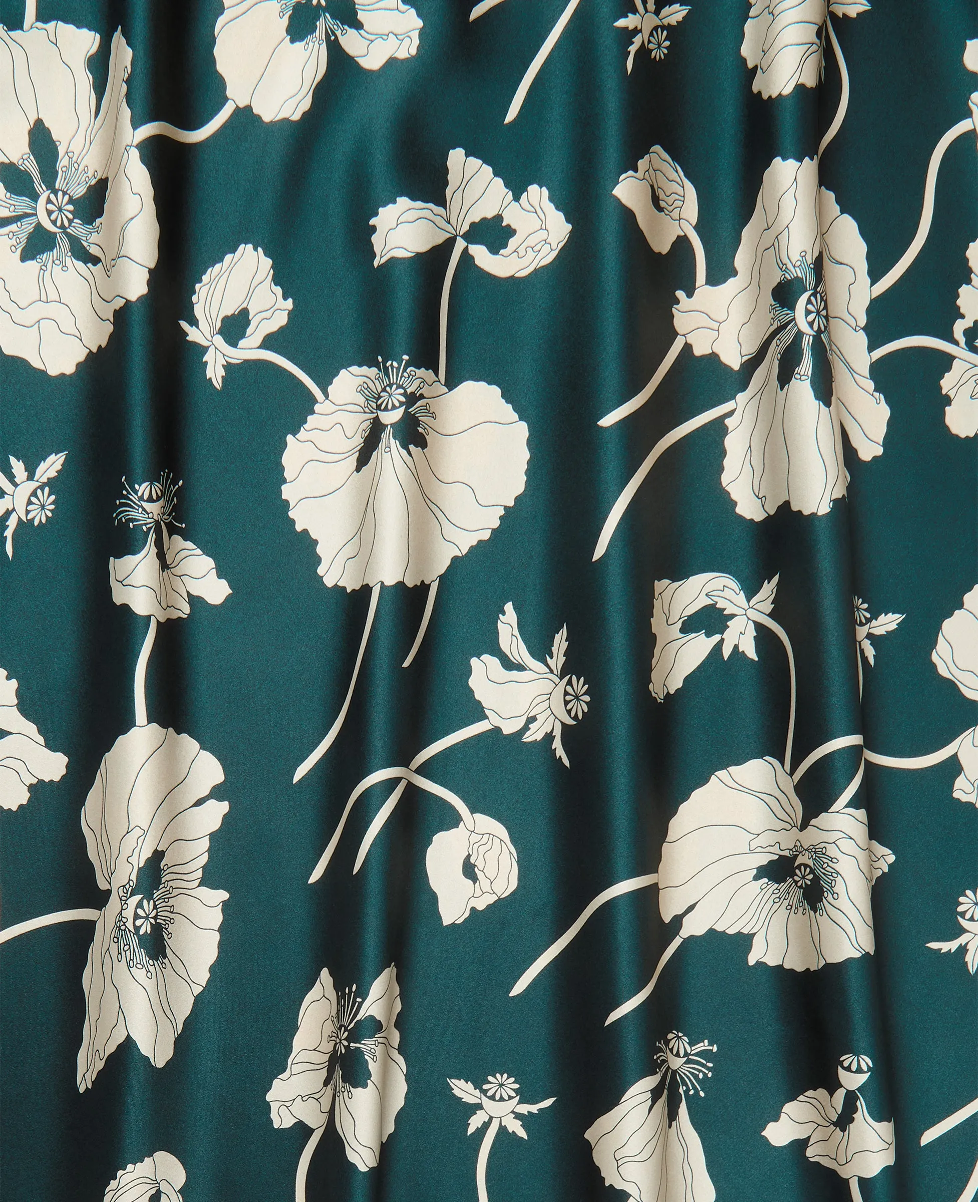 Poppy Liberty Print Silk Satin Midi Skirt
