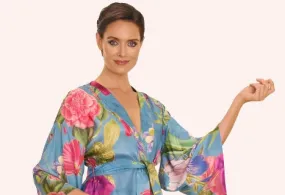 Powder Floral Study Kimono Jacket Denim