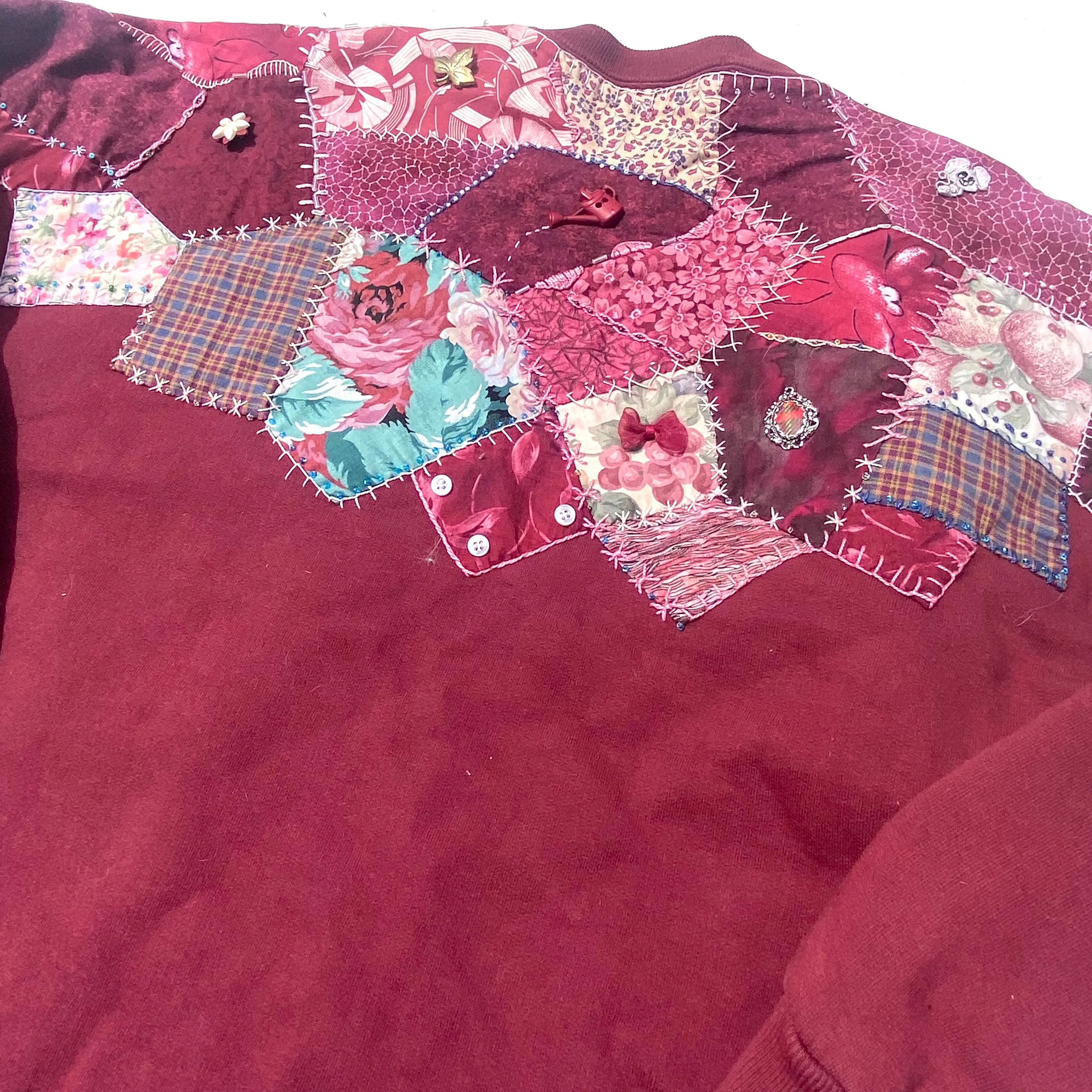 Re-Worked Non Fiction Vintage Patchwork Cardigan