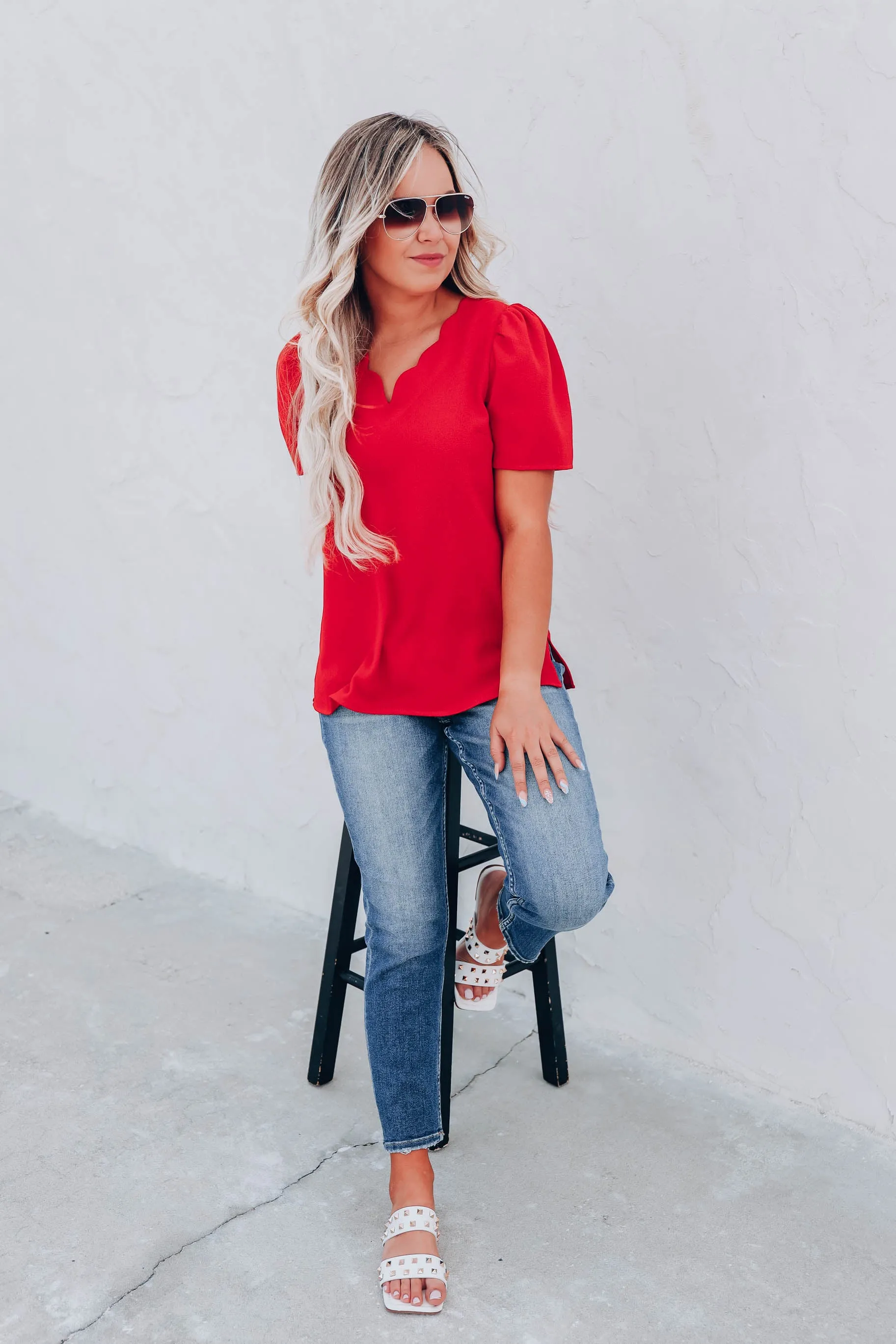 Runnin' The Show Blouse - Red