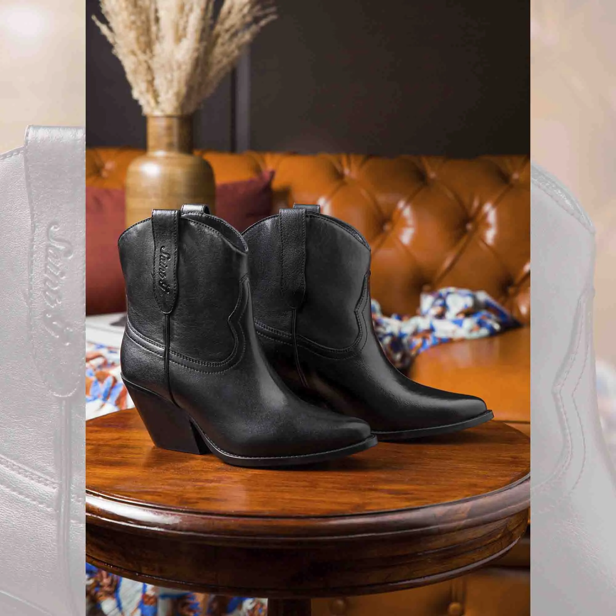 Saint Giulia Black Leather Handcrafted Ankle Boots