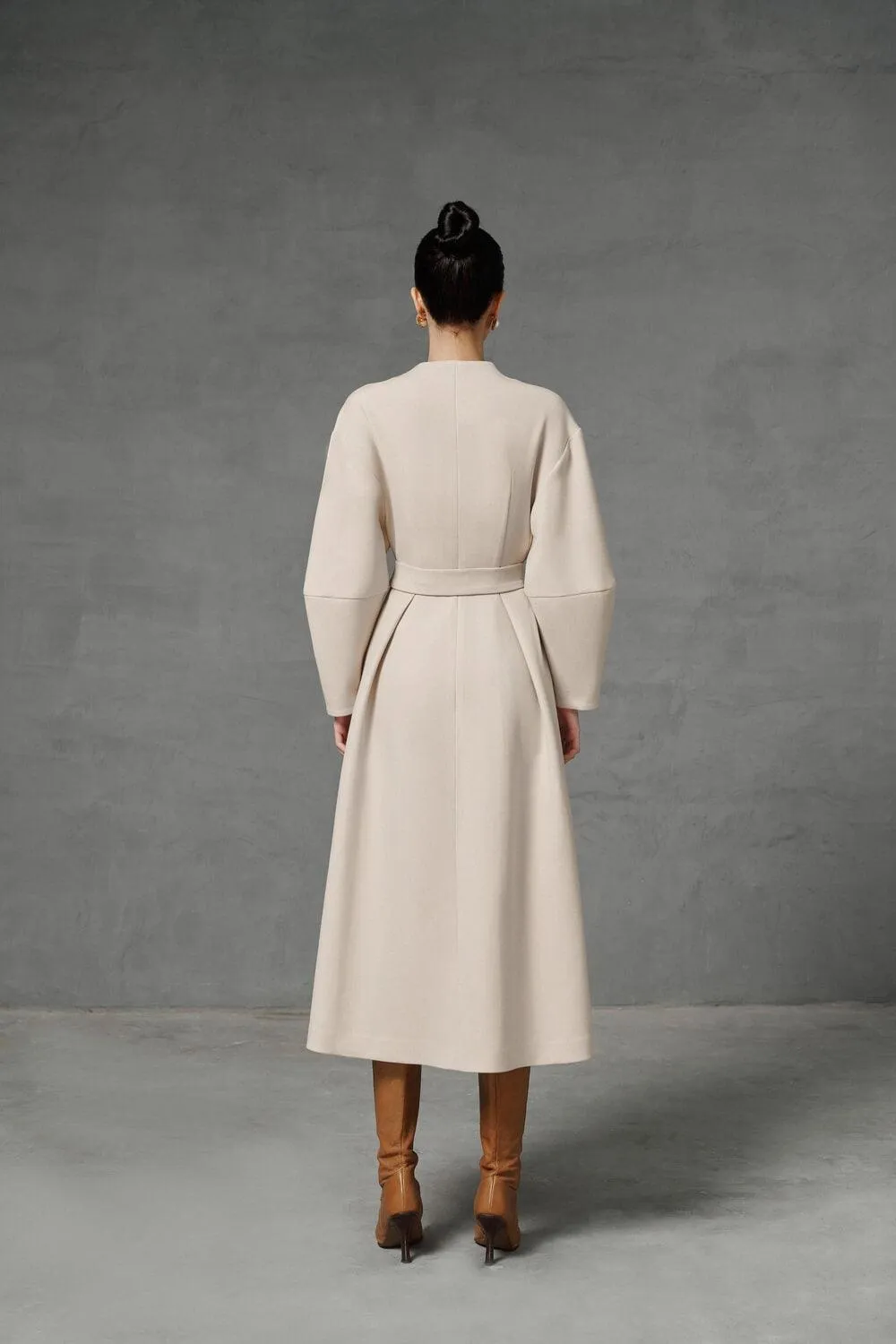 Soonnet A-line Round Neck Felt Midi Dress