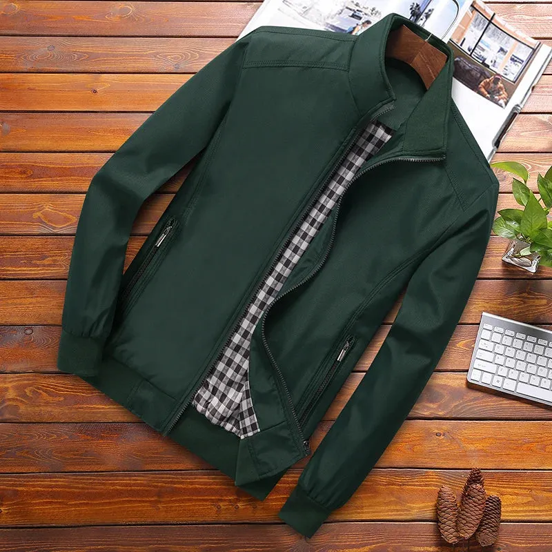 Spring and Autumn Men's Jacket Stand Collar Plus Size Coats Men Casual Solid Color Military Jackets Slim Windbreaker Cloth