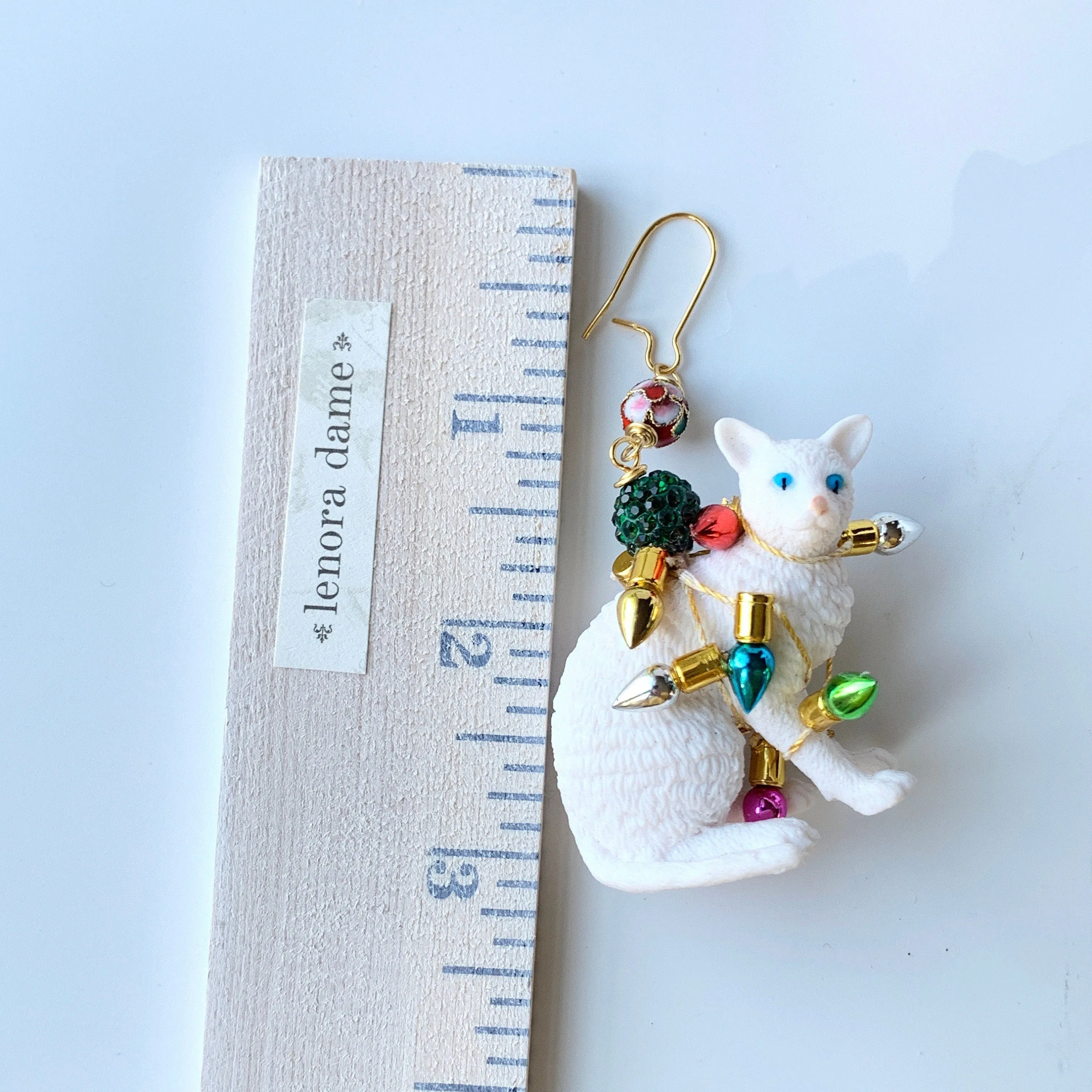 Tangled Kitty Holiday Earrings