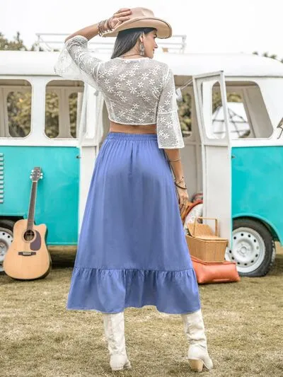 TEEK - High Waist Ruffle Trim Skirt