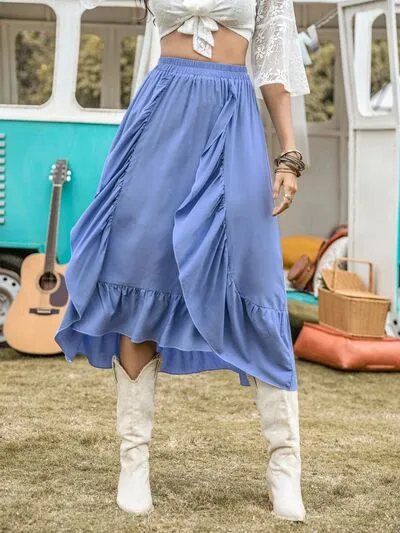TEEK - High Waist Ruffle Trim Skirt