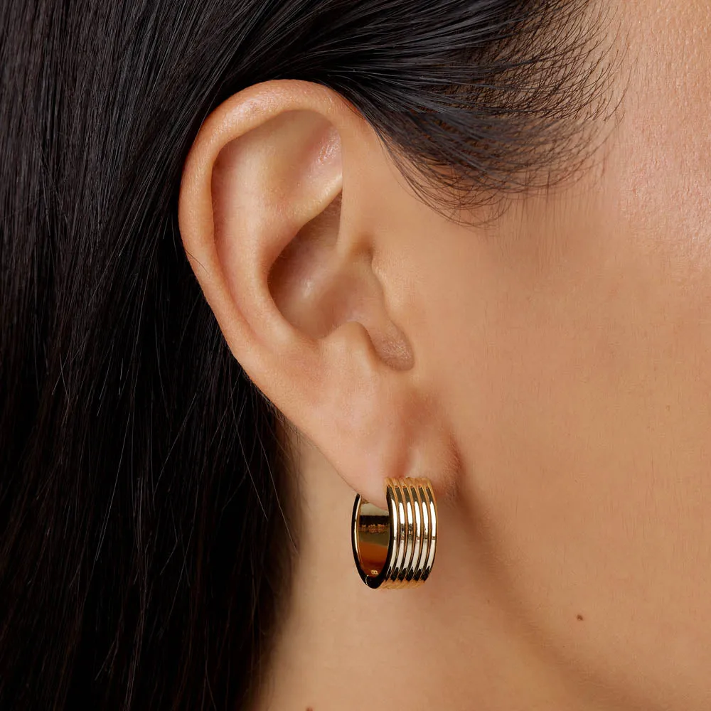 Textured Hoop Earrings in Gold