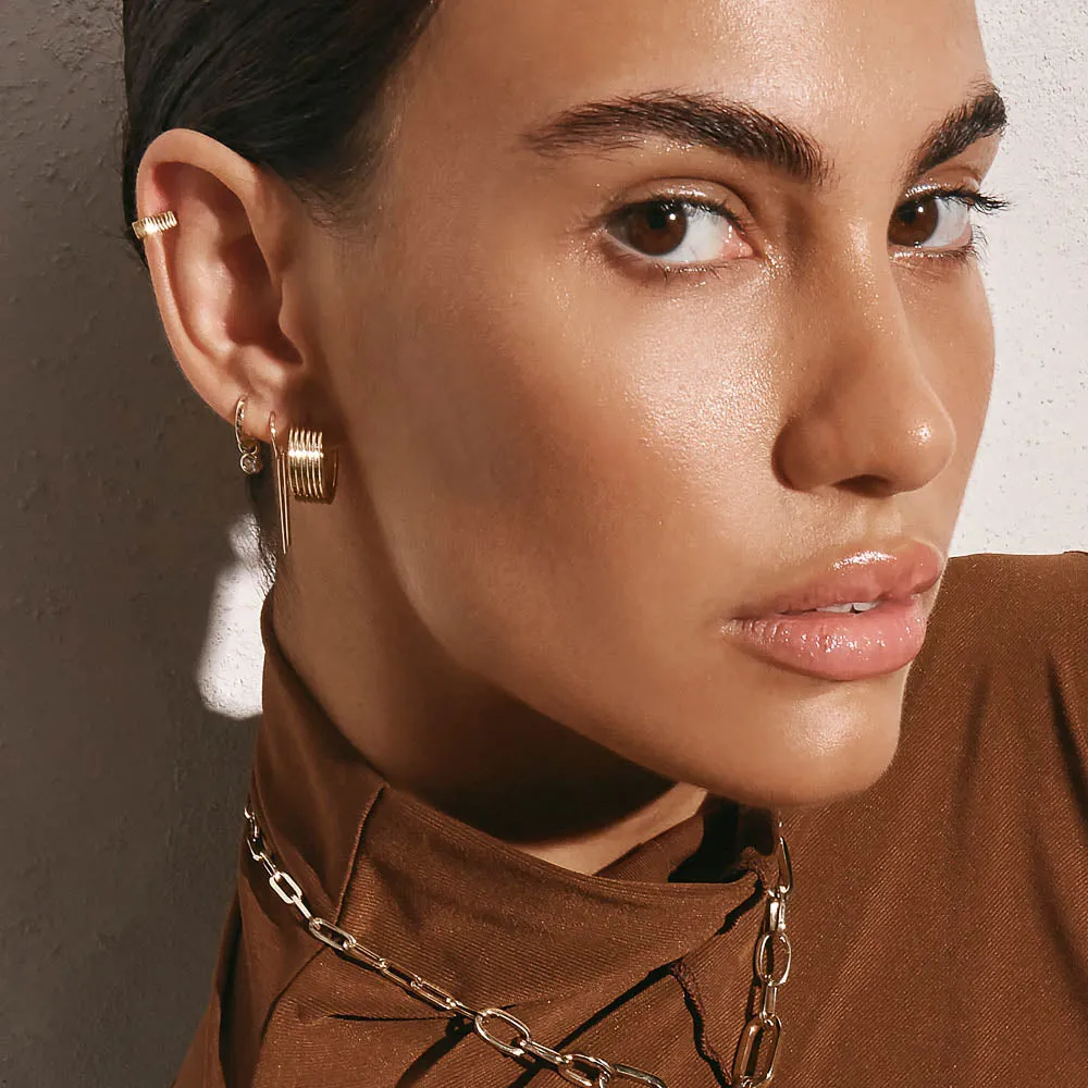 Textured Hoop Earrings in Gold
