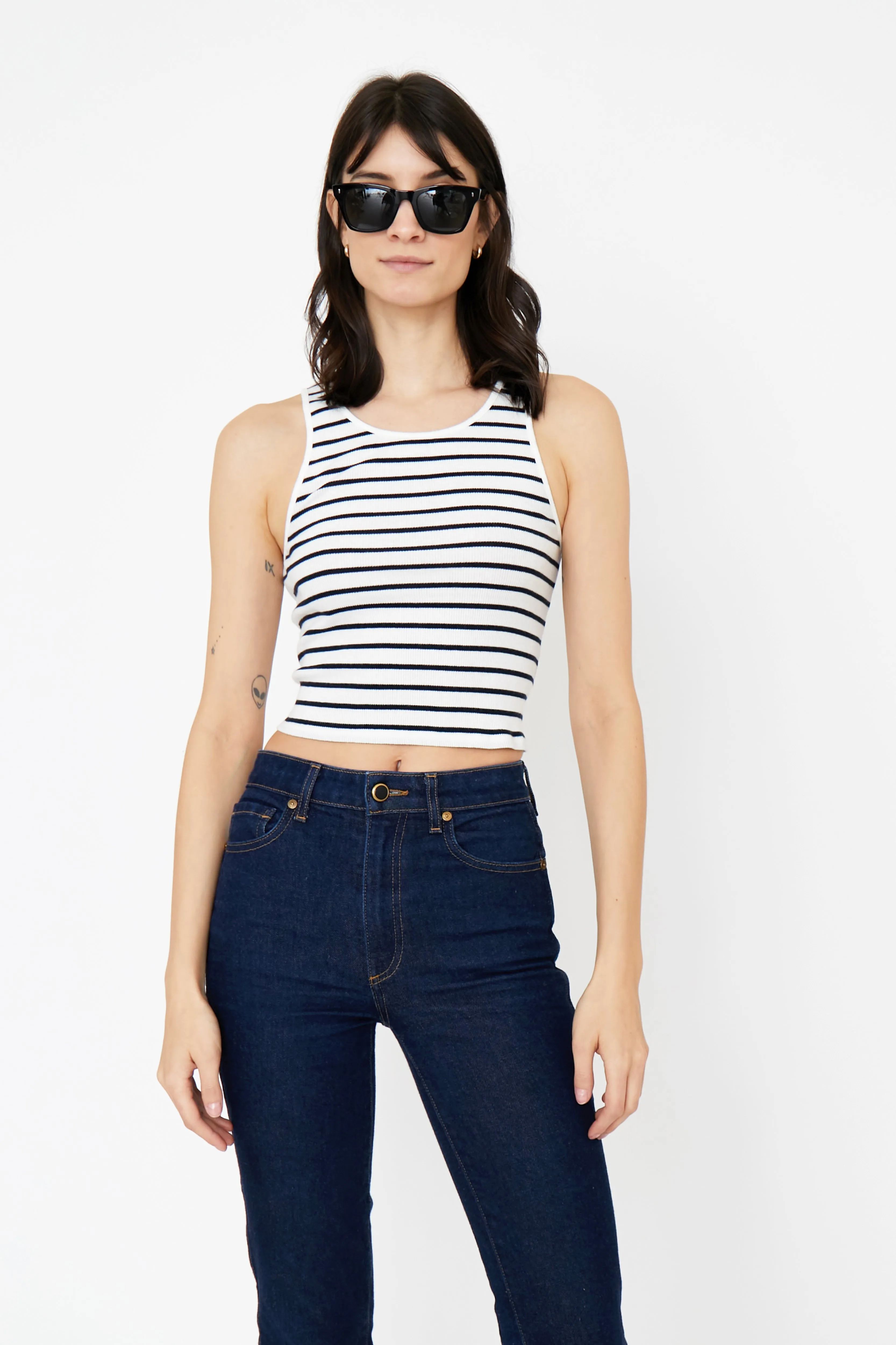 The Ribbed Eleni - Cream/Navy