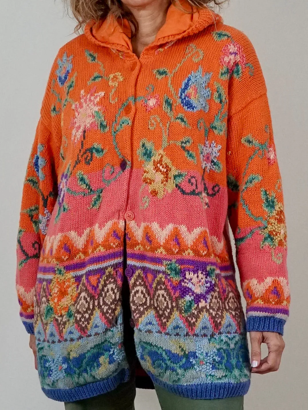 Vintage 90's Floral Sweater Coat
