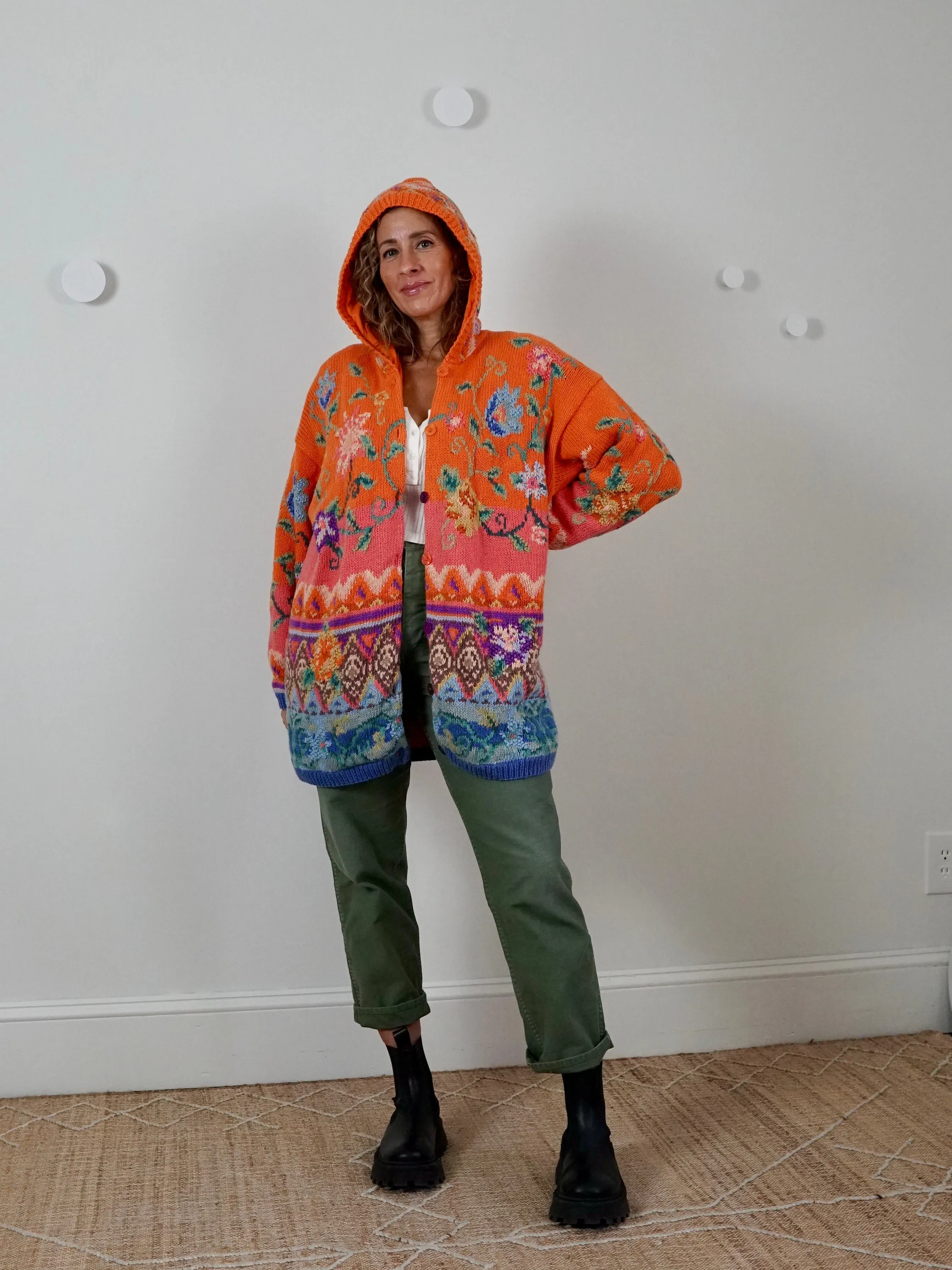 Vintage 90's Floral Sweater Coat
