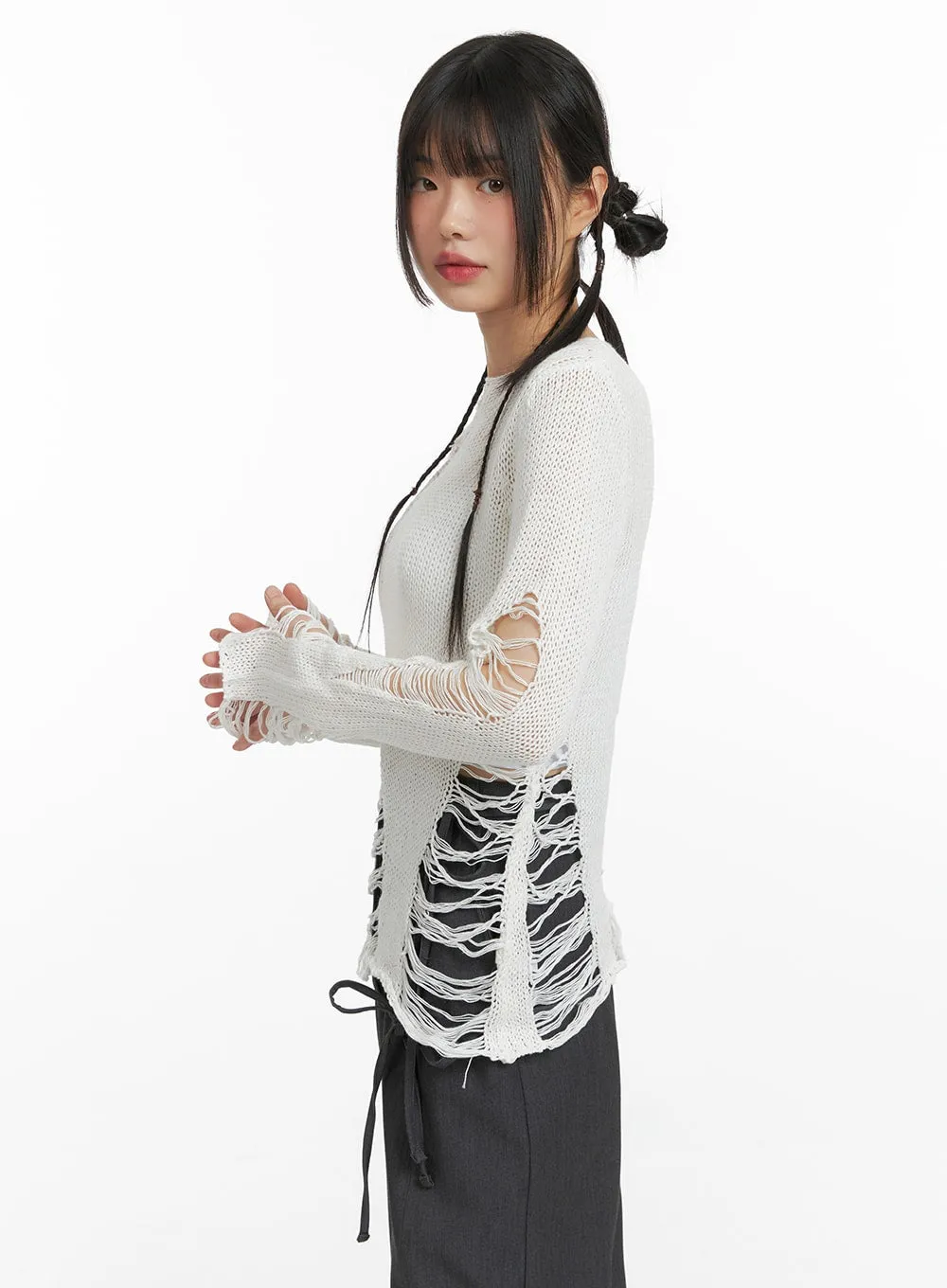 Vintage Ripped Oversized Sweater CF420