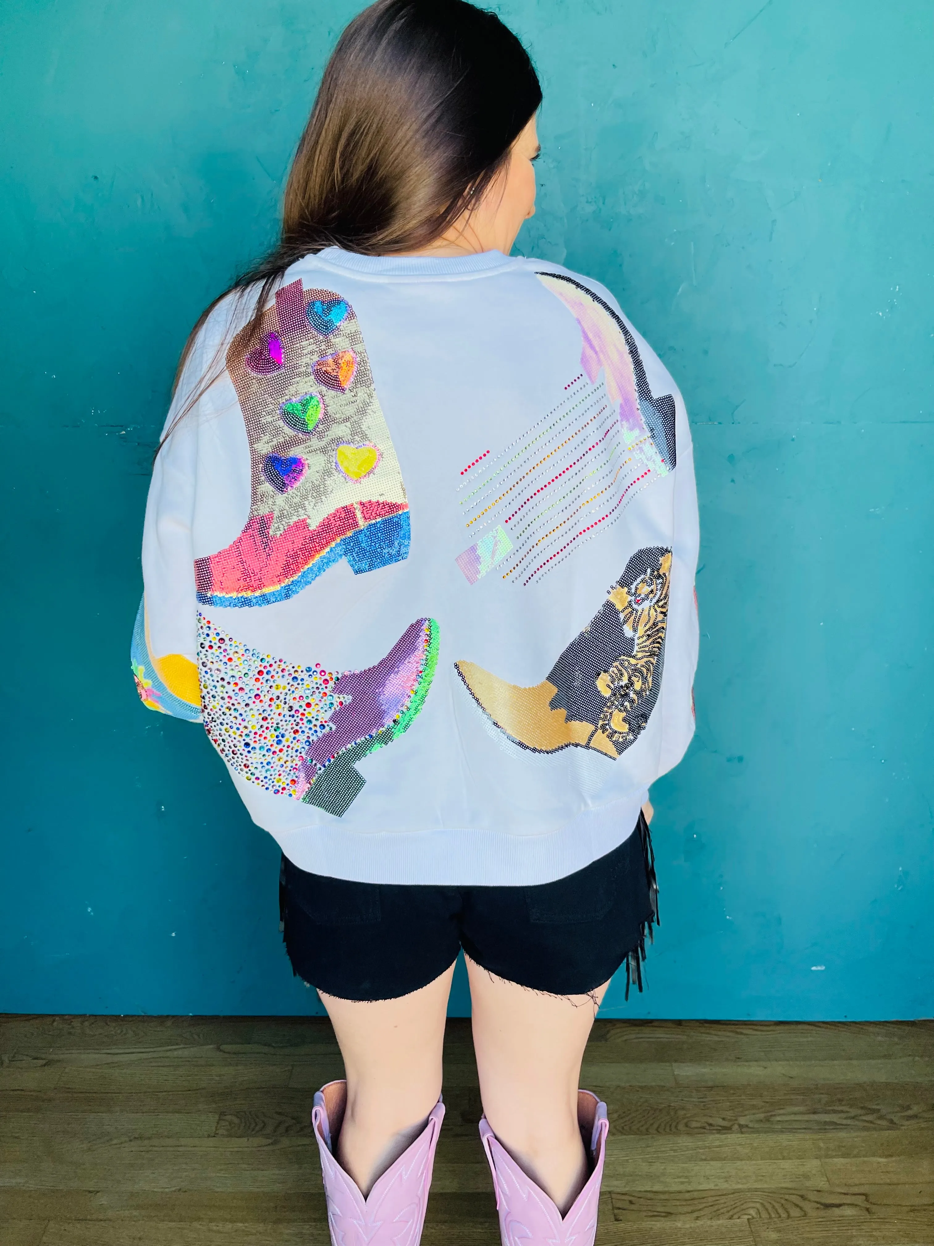 White Qos Boot Sweatshirt