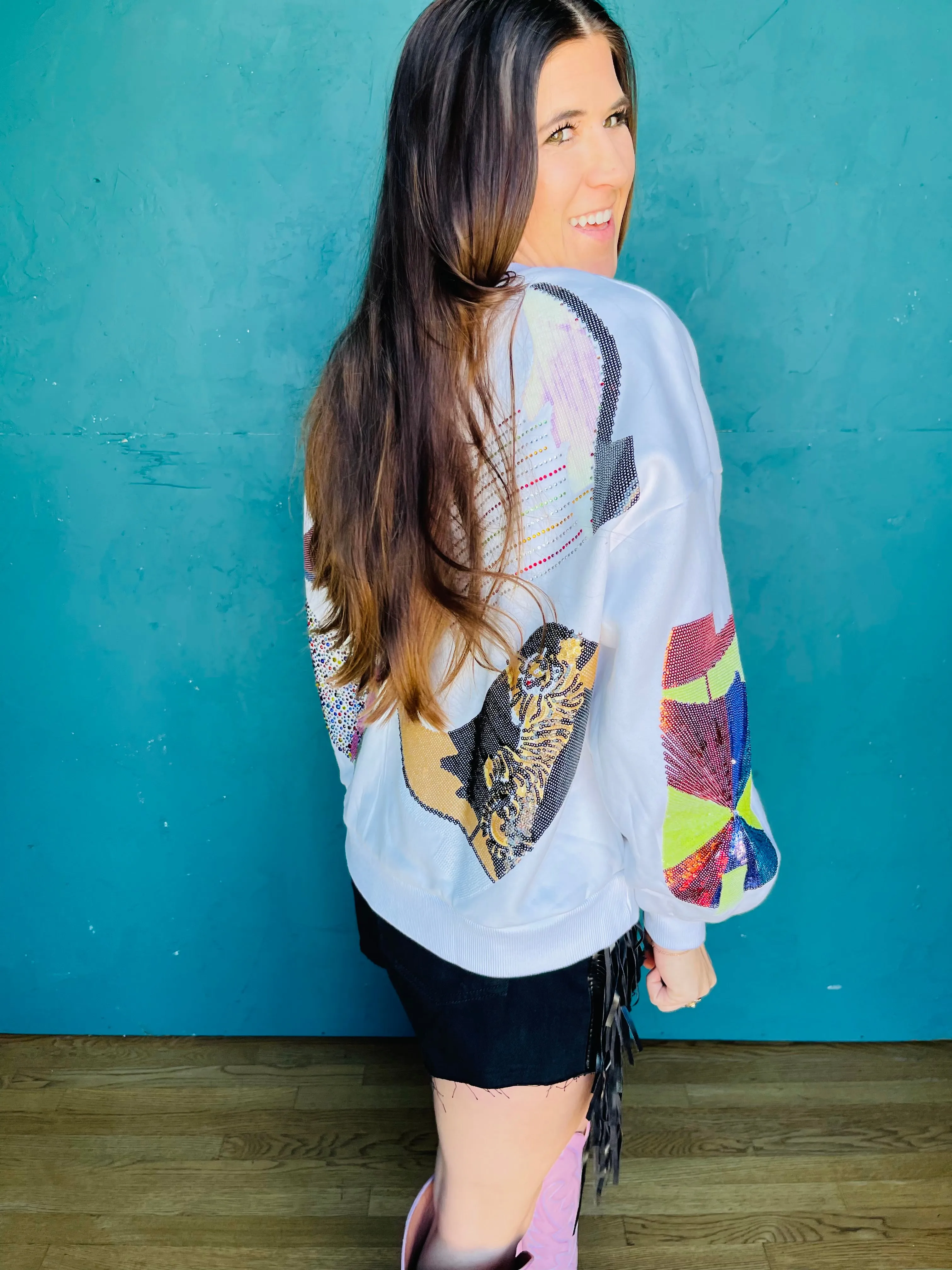 White Qos Boot Sweatshirt