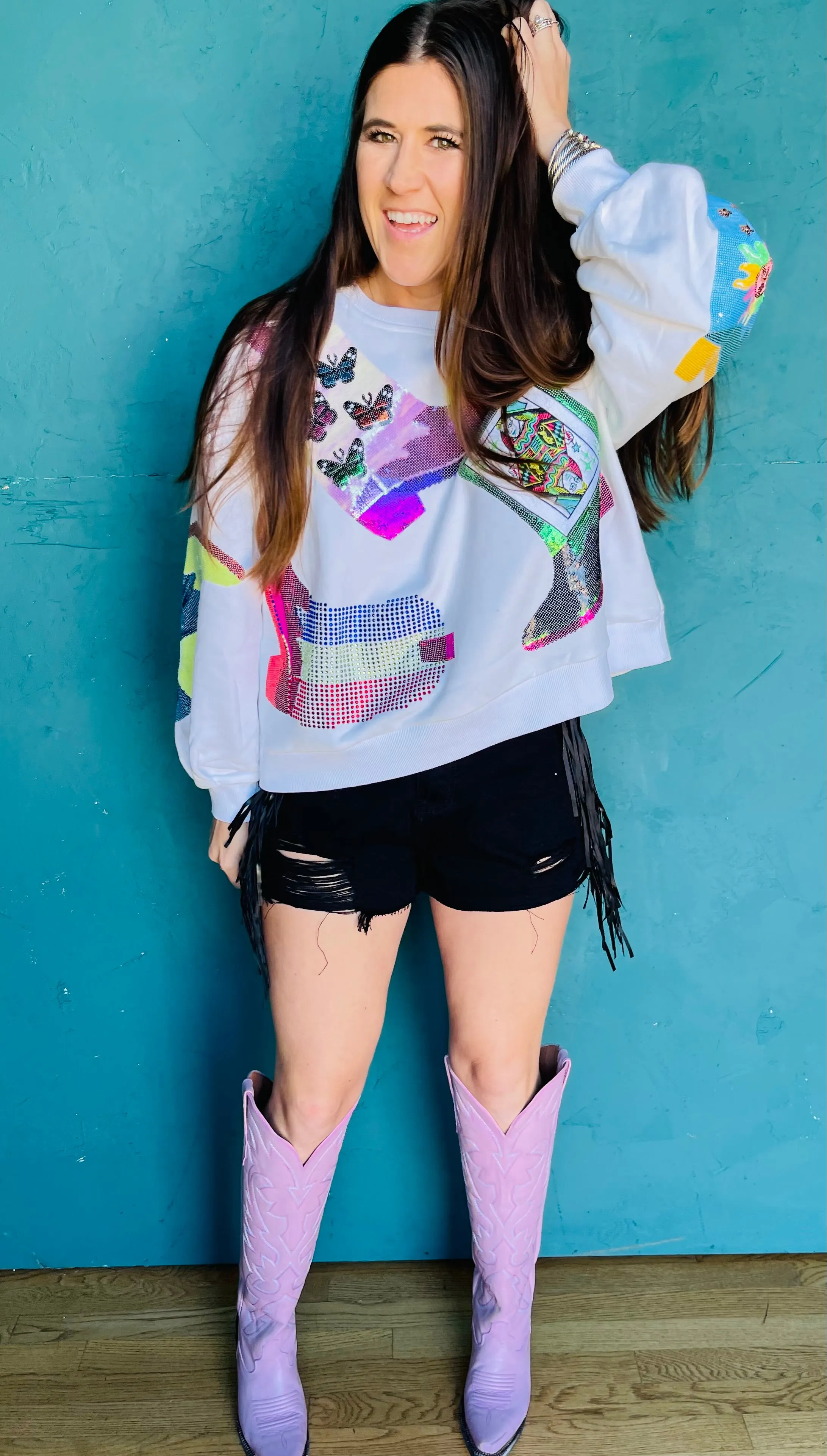 White Qos Boot Sweatshirt