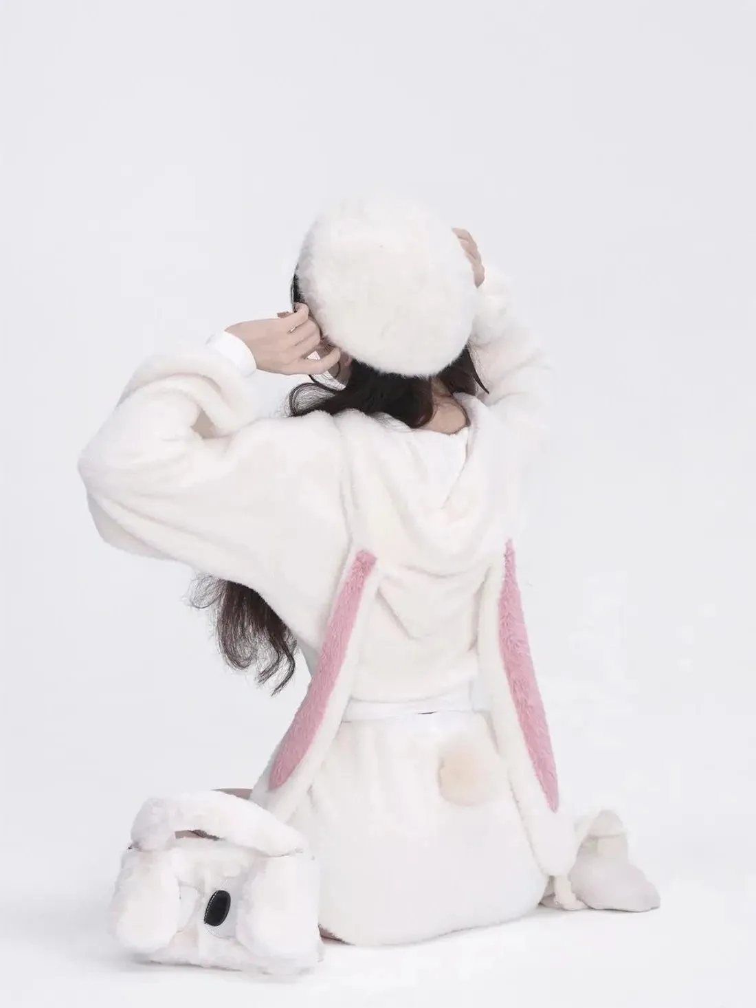Wintertime Bunny Hop       Goth   Warm Hoodie Sweater Top with Optional Shorts Set Dark Academia Kawaii Academia Y2K Cottagecore Coquette Fairycore Dollette Princesscore Bottoms