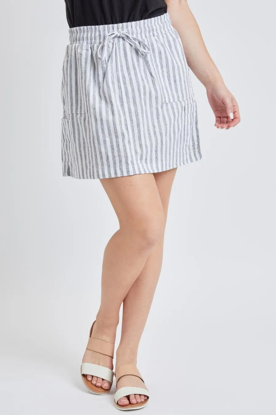Women's High Rise Linen Cargo Skort