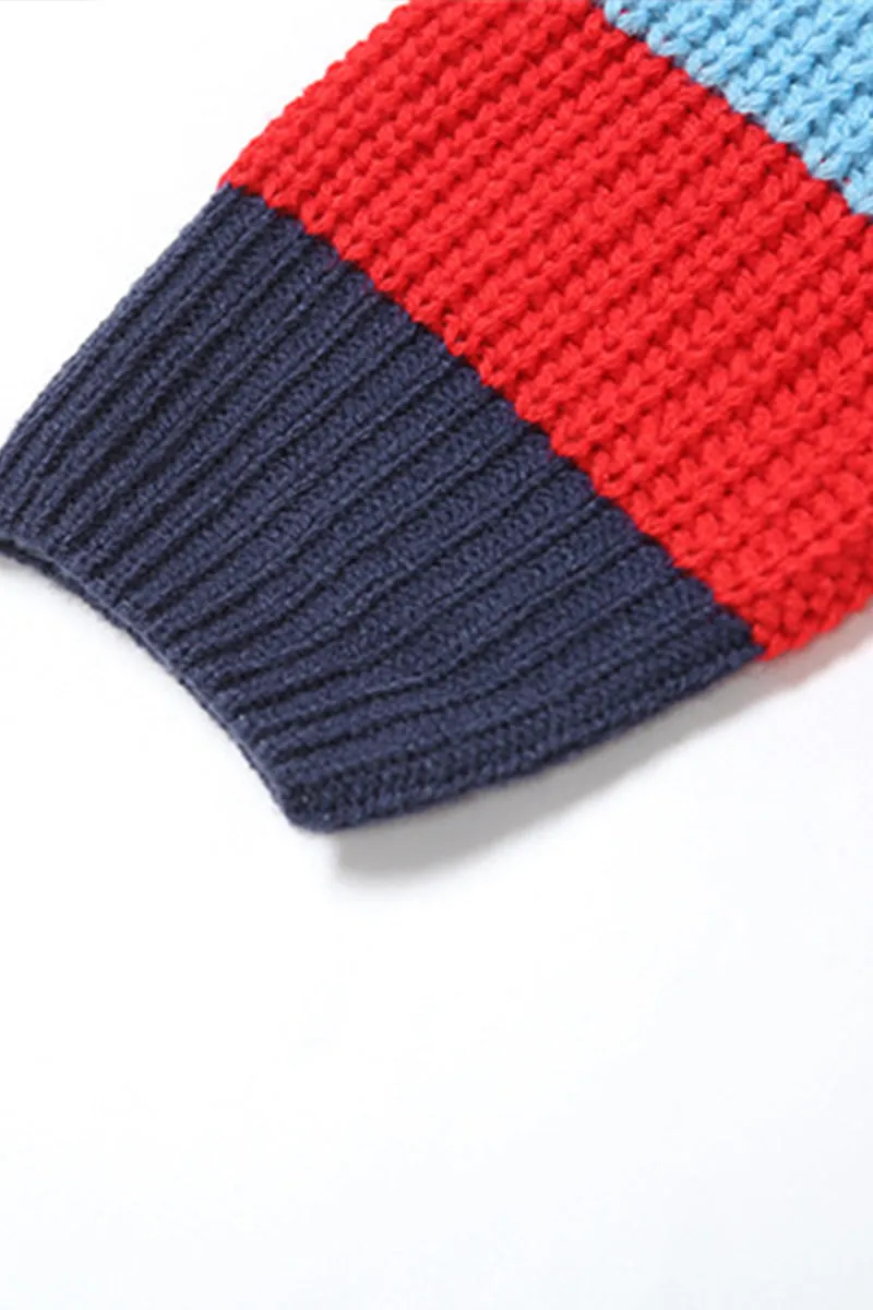 Y2K Colorful Letter Knit Button Crop Sweater