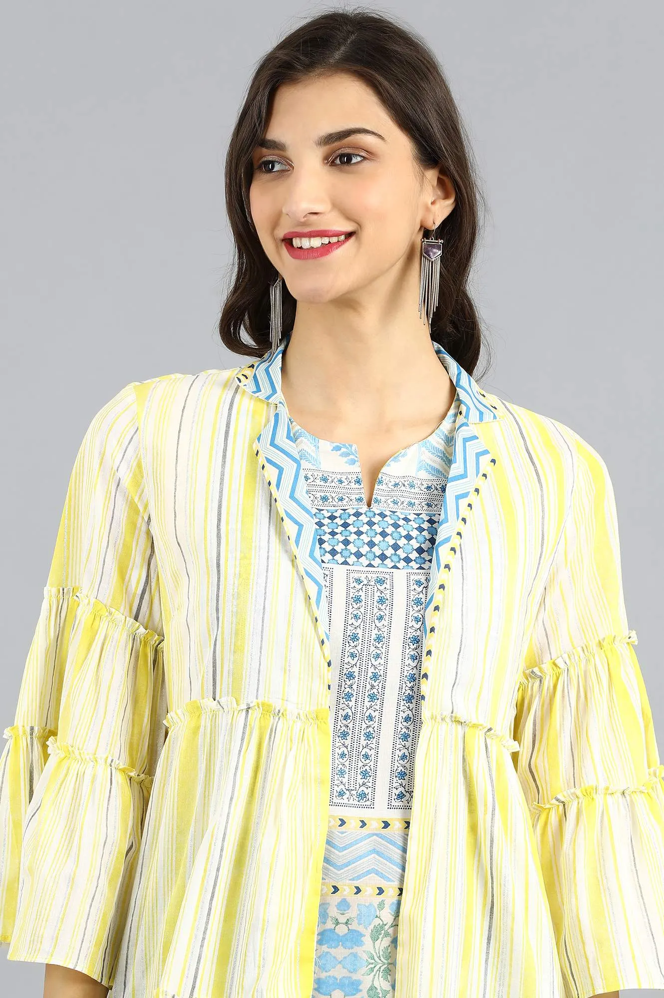 Yellow & Blue Printed Summer Suit