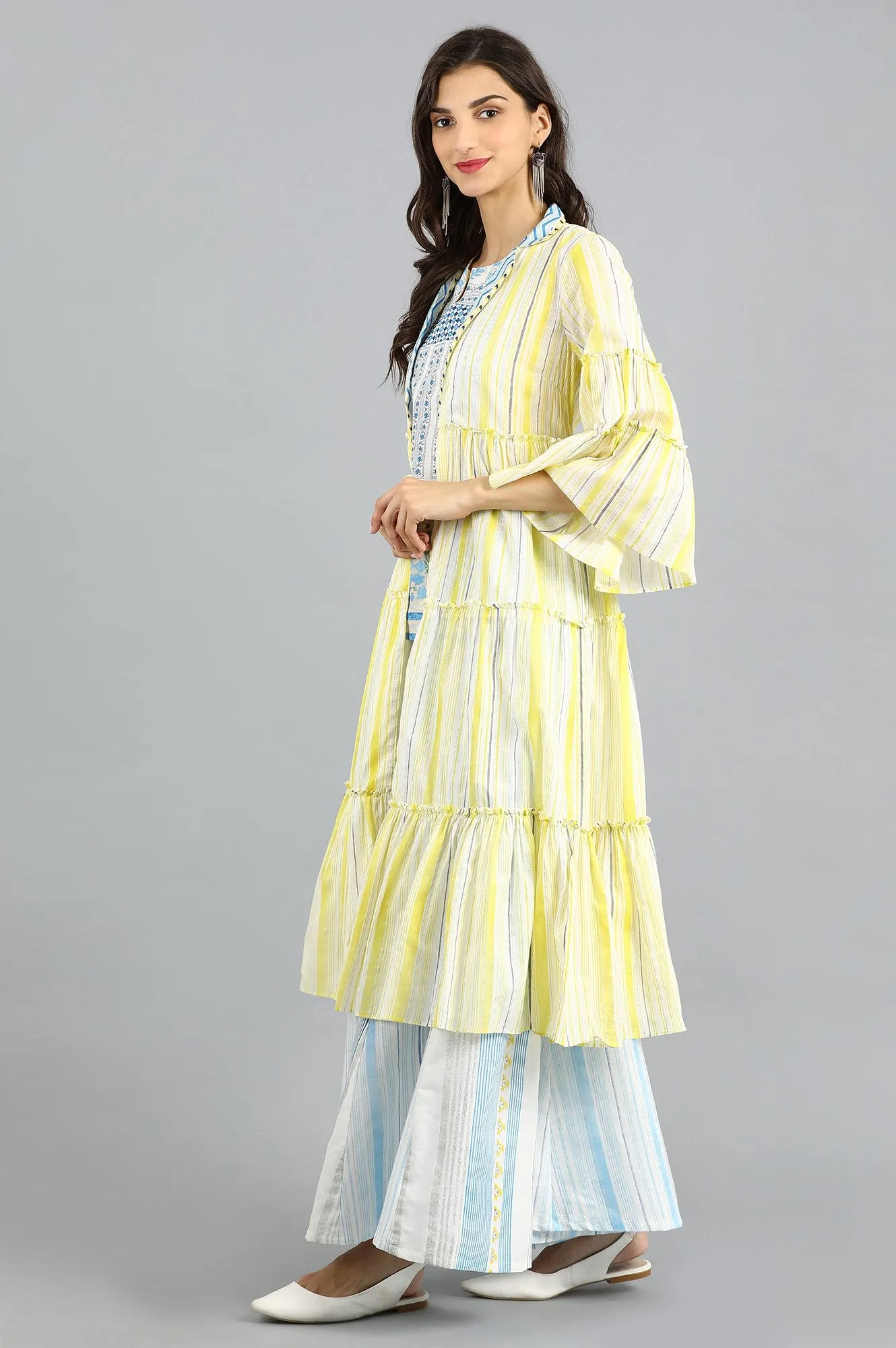 Yellow & Blue Printed Summer Suit