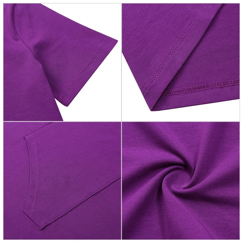 YESFASHION Casual Dresses for Women Pocket Slim Pullover Hoodie Womens Dresses (L,Purple Short Sleeve)