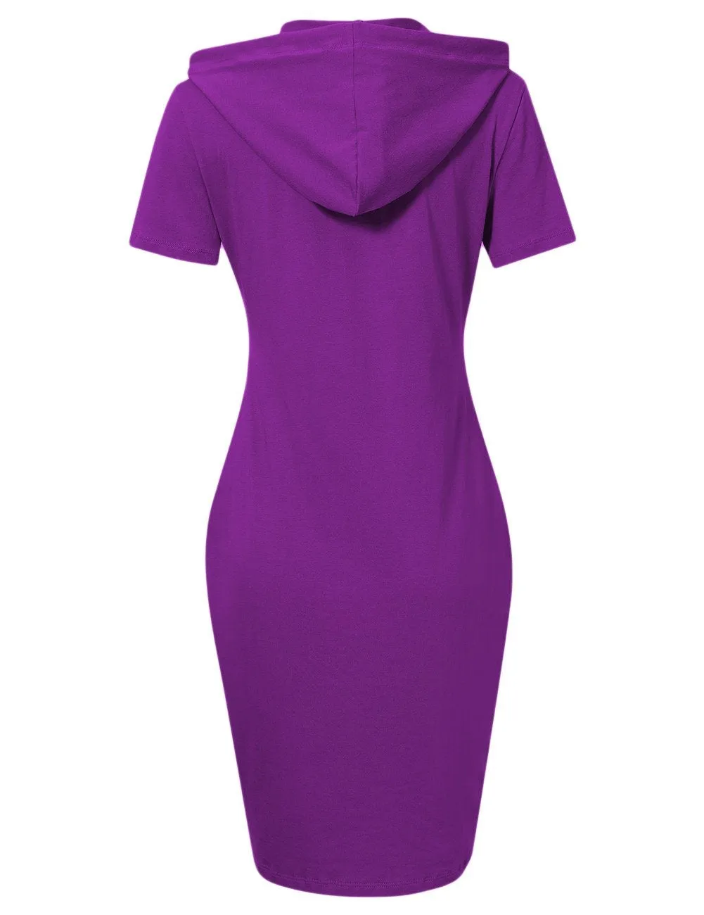 YESFASHION Casual Dresses for Women Pocket Slim Pullover Hoodie Womens Dresses (L,Purple Short Sleeve)